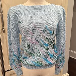 NWT Nannell handknit  coral undersea themed sequin Sweater